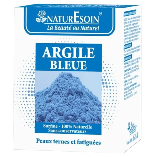 Boîte bleue NaturEsoin argile bleue surfine en poudre 100 g