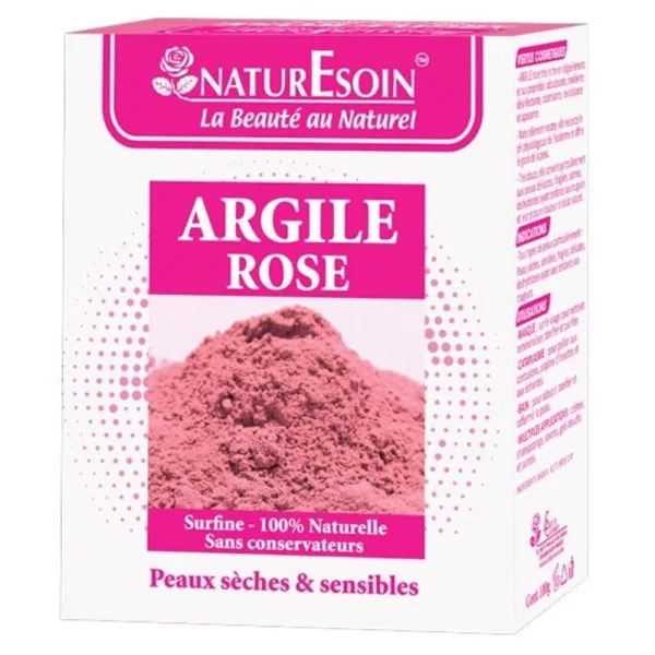 Boîte rose NaturEsoin argile rose surfine en poudre 100 g