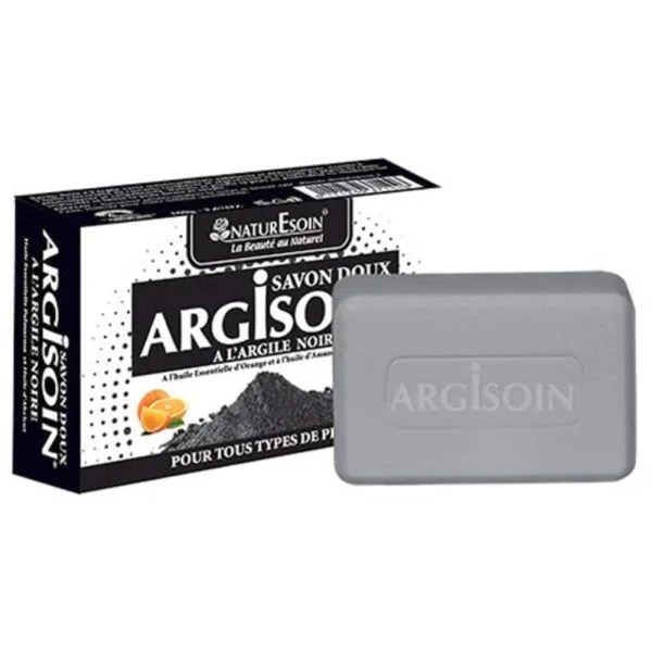 Étui noir et pain de savon gris Argisoin à l'argile noire