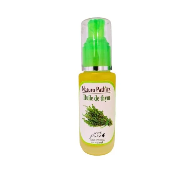 Flacon pompe Naturo Pathica huile de thym 50 ml étiquette verte