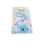 Attache-sucette bleue Notre Bébé chaînette à maillons et clip animal