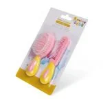 Brosse et peigne bébé roses et jaunes sous blister Notre Bébé