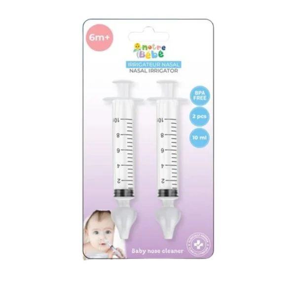 Blister de deux seringues d'irrigation nasale graduées 10 ml Notre Bébé