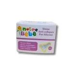 Boîte blanche et violette de tétine anti-coliques en silicone Notre Bébé