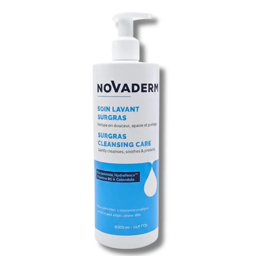 novaderm-soin-lavant-surgas-500ml-1.jpg Flacon pompe blanc Novaderm 500 ml, soin lavant surgras peaux sensibles