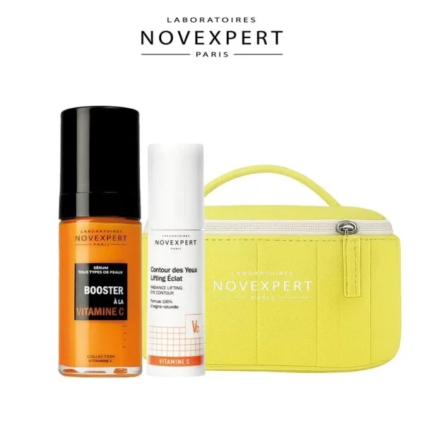 Coffret Novexpert sérum Vitamine C, contour des yeux et trousse jaune