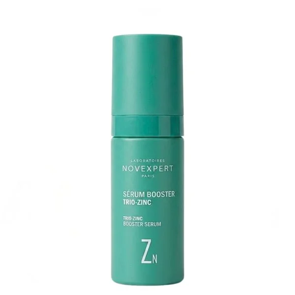 Flacon vert Novexpert sérum booster Trio-Zinc avec symbole Zn