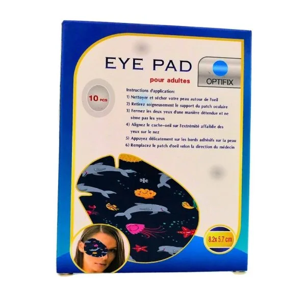 Étui bleu Optifix Eye Pad adulte avec cache-œil à motif marin