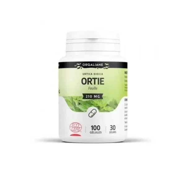 Pot blanc et vert Orgaliane Ortie Feuille 210 mg 100 gélules