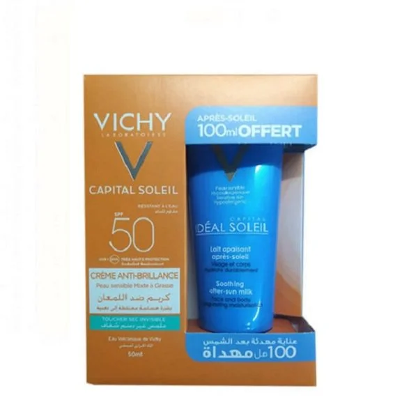 🎁 Pack 🎁 VICHY Capital Soleil Cr Antibrillant 50ml + Apres Soleil 100ml Pack