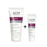 Tube ACM Vitix gel régulateur 50 ml et petit tube 20 ml sur fond blanc