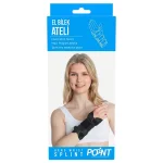 Boîte bleue Point attelle de poignet noire portée par une femme