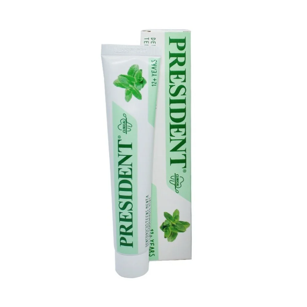 President Dentifrice Teens 12+ Tube et étui vert menthe du dentifrice PRESIDENT Teens 12+ Clinical