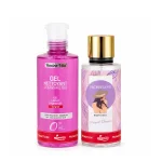 Flacon rose Racine-Vita gel nettoyant peaux sèches et brume Secret Love violette