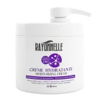 Grand pot blanc à pompe Rayonnelle crème hydratante, décor violet