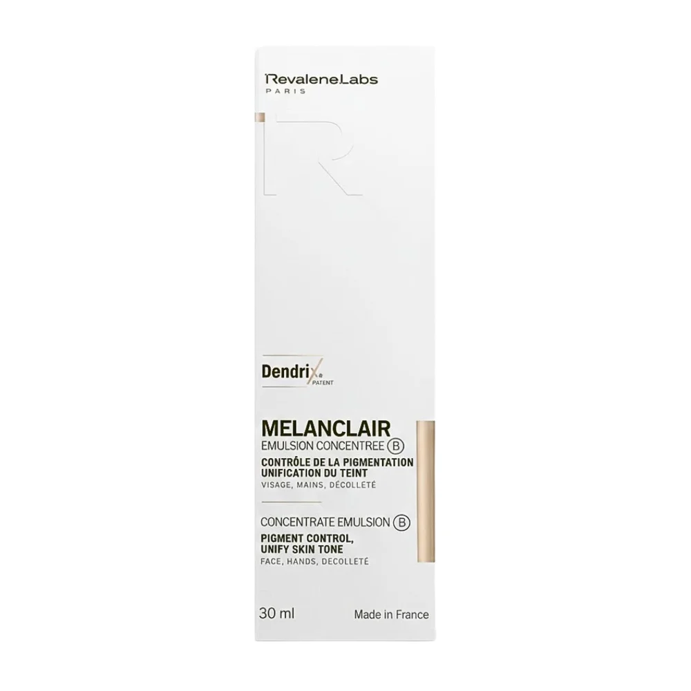 revalene-labs-melanclair-emulsion-concentree-b-30ml.jpg Étui blanc Revalene Labs Melanclair, émulsion concentrée B de 30 ml