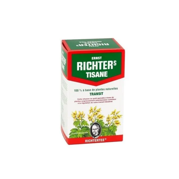 Étui vert et rouge Ernst Richters Tisane Transit plantes naturelles