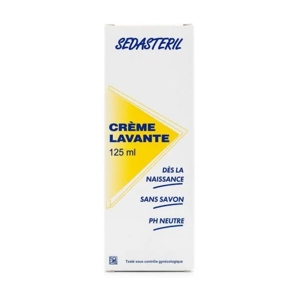 Étui blanc et jaune Sedasteril crème lavante sans savon 125 ml