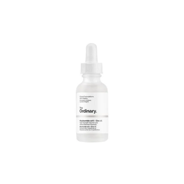 Flacon compte-gouttes blanc The Ordinary Niacinamide 10 % + Zinc 1 % 30 ml