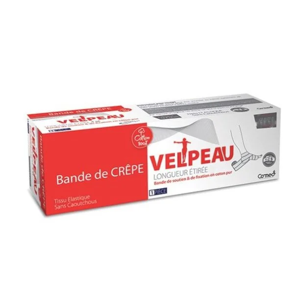 Boîte rouge et blanche Velpeau bande de crêpe coton élastique