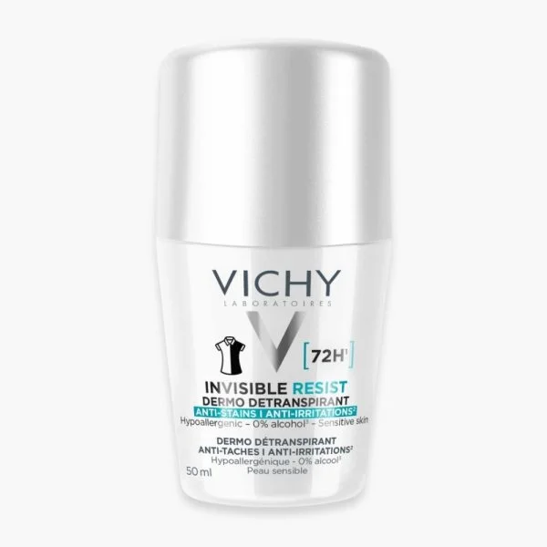 Vichy Deodorant Roll-On Invisible Resist Dermo Detranspirant Anti-Taches Anti-Irritations 72h 50ml