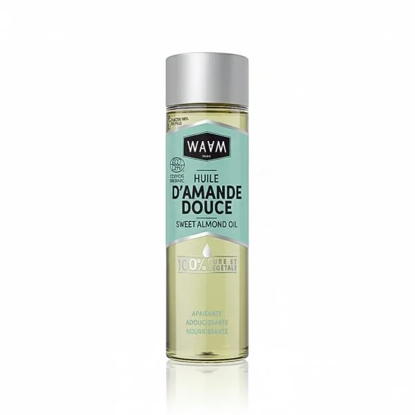 Flacon verre WAAM huile d'amande douce 100 % pure et végétale