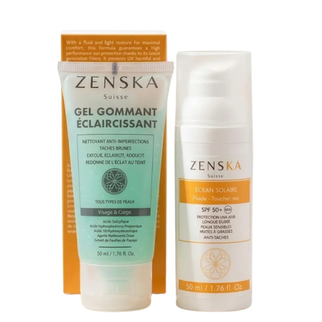 zenska-ecran-solaire-fluide-spf50-50mlgel-gommante-50ml-pack.png Pack ZENSKA Ecran Solaire Fluide spf50+ 50ml+Gel Gommante 50ml pack