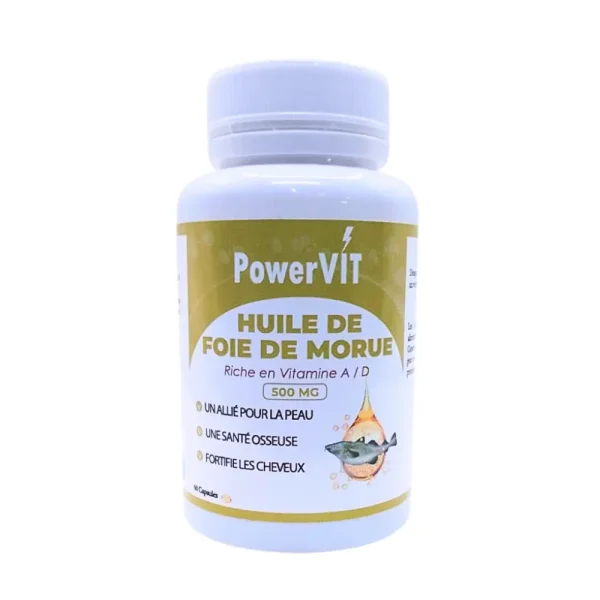 Powervit Huile De Foie De Morue 500mg 60 Gelules – photo 2