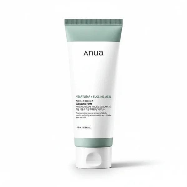 Tube blanc et vert Anua Heartleaf mousse nettoyante 100 ml