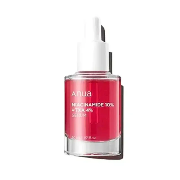 Flacon compte-gouttes rouge Anua sérum Niacinamide 10 et TXA 4