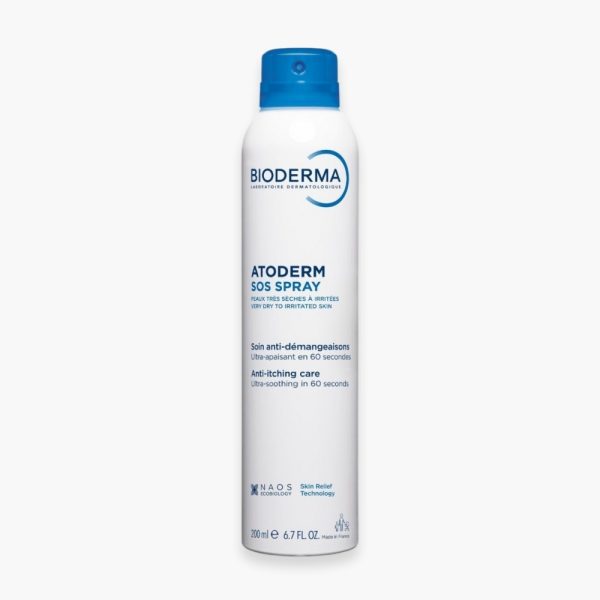 Aérosol blanc à capuchon bleu Bioderma Atoderm SOS Spray 200 ml