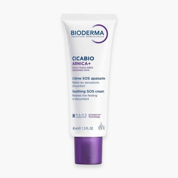Tube blanc à capuchon violet Bioderma Cicabio Arnica+ crème SOS 40 ml