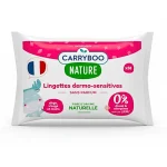Paquet rose Carryboo Nature lingettes dermo-sensitives sans parfum, 58 unités