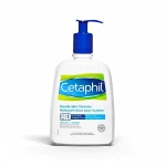 Grand flacon-pompe blanc Cetaphil nettoyant doux, pompe bleue, visage et corps