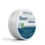 Boîtier rond blanc de dentifrice en poudre DentYucral Smokers