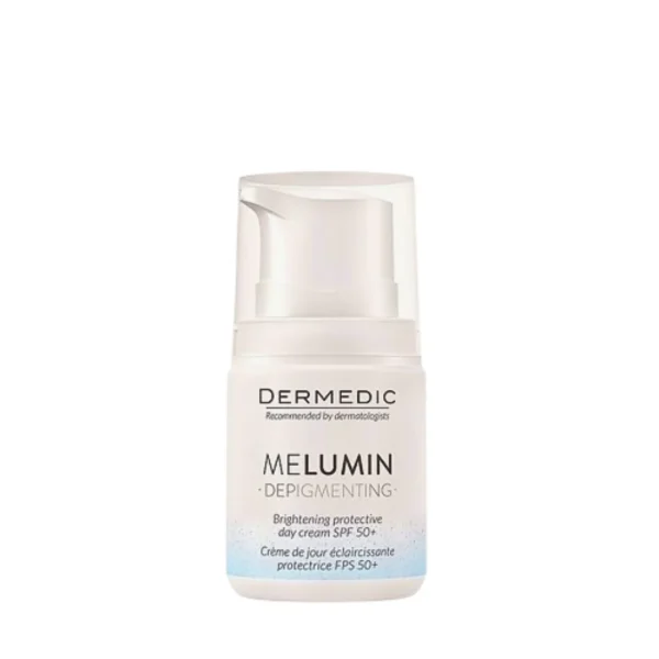 Flacon pompe blanc Dermedic Melumin crème de jour FPS 50+