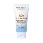 Tube blanc et bleu Dermedic Sunbrella SPF 50+ peaux sèches normales