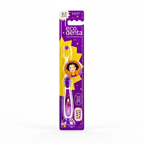 Blister violet Ecodenta brosse à dents enfant violette à poils souples
