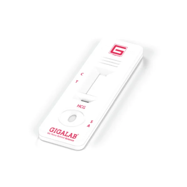 Cassette blanche de test HCG Gigalab, fenêtre de lecture repères C et T