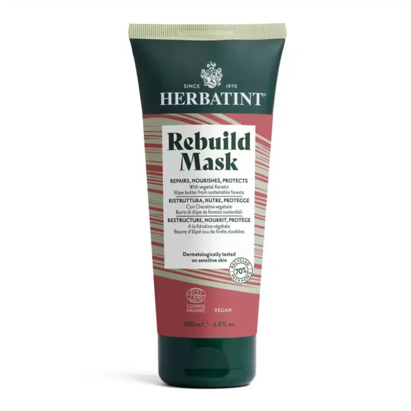 Tube vert et rose Herbatint Rebuild Mask masque restructurant kératine végétale