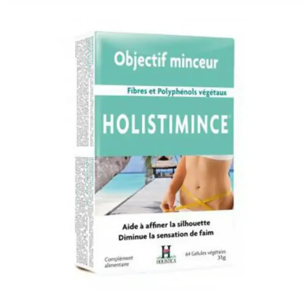 Boîte turquoise Holistimince Holistica objectif minceur, 64 gélules végétales