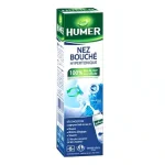 Étui vert et bleu Humer Nez Bouché hypertonique, spray nasal 50 ml