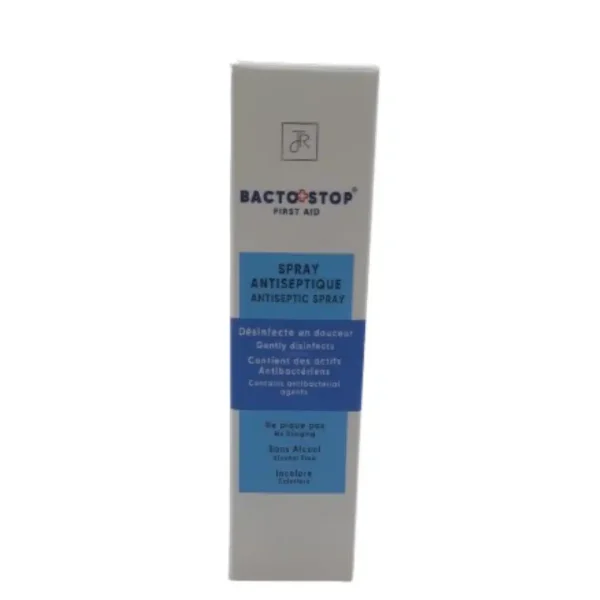 Étui gris et bleu Julia & Rose Bacto Stop spray antiseptique First Aid