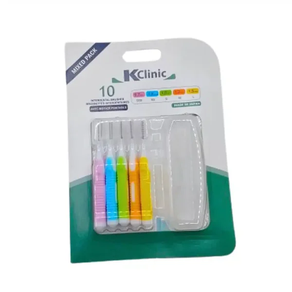 Blister vert KClinic pack mixte de dix brossettes interdentaires colorées