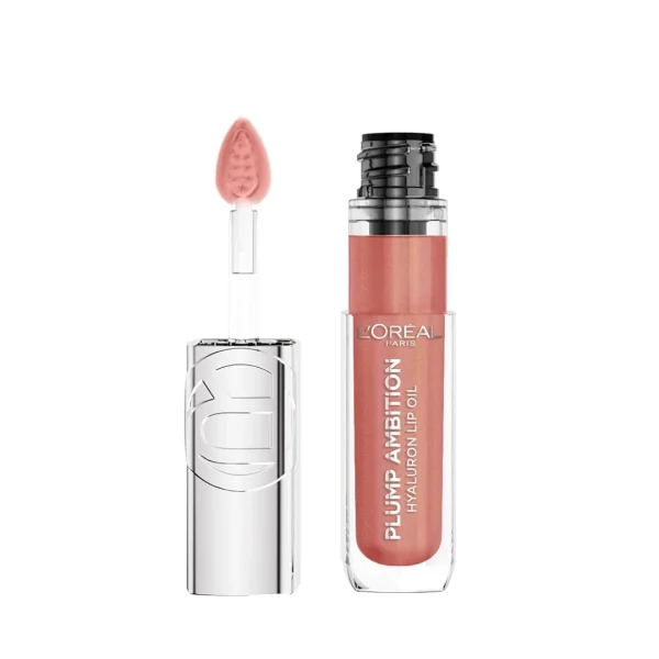 Tube et embout applicateur du lip oil L'Oréal Paris teinte rose nude nacré