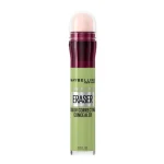 Tube vert correcteur Maybelline Eraser Color Correcting avec applicateur éponge rose