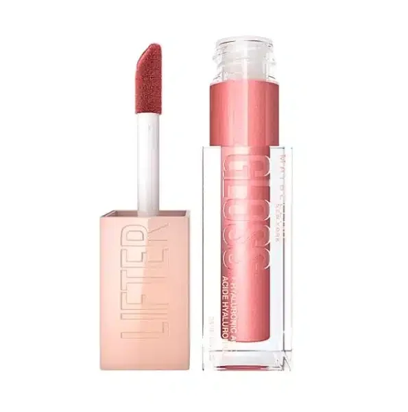 Gloss Maybelline Lifter Gloss 003 Moon, tube nude et applicateur mousse teinté