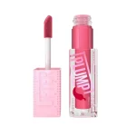 Tube gloss rose Maybelline Lifter Plump avec piment rouge imprimé dessus
