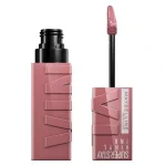 Tube vieux rose Maybelline Super Stay Vinyl Ink et applicateur flèche