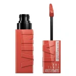 Tube corail Maybelline Super Stay Vinyl Ink avec applicateur flèche terracotta